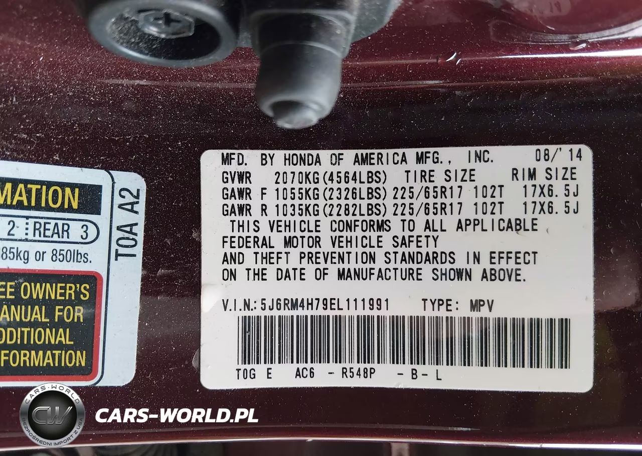 2014 Honda Cr-V Ex-L VIN:5J6RM4H79EL111991 - 9
