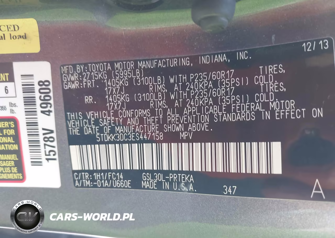 2014 Toyota Sienna Le V6 8 Passenger VIN:5TDKK3DC3ES447158 - 9