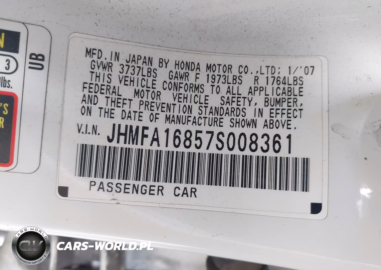 2007 Honda Civic Ex VIN:JHMFA16857S008361 - 9