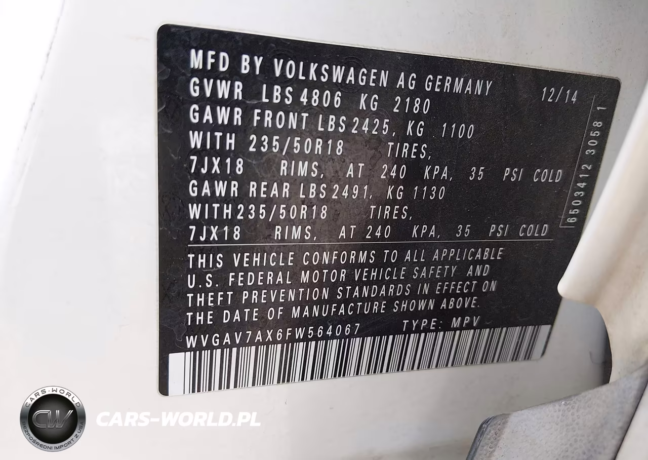 2015 Volkswagen Tiguan Se VIN:WVGAV7AX6FW564067 - 9