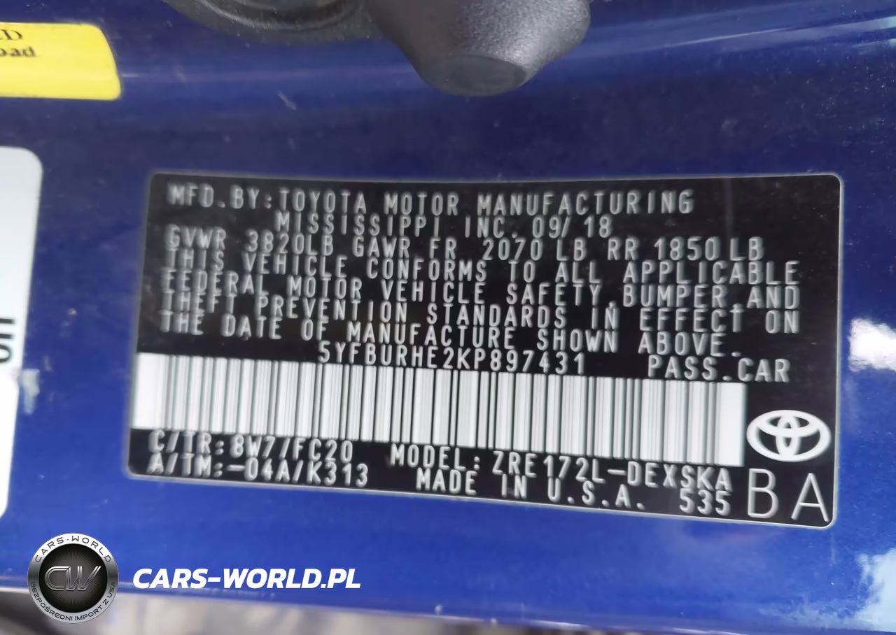 2019 Toyota Corolla Se VIN:5YFBURHE2KP897431 - 9