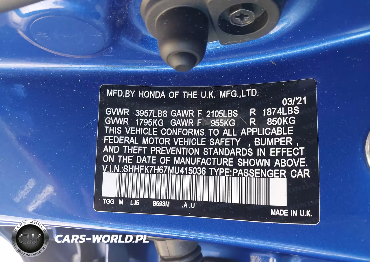 2021 Honda Civic Ex VIN:SHHFK7H67MU415036 - 9
