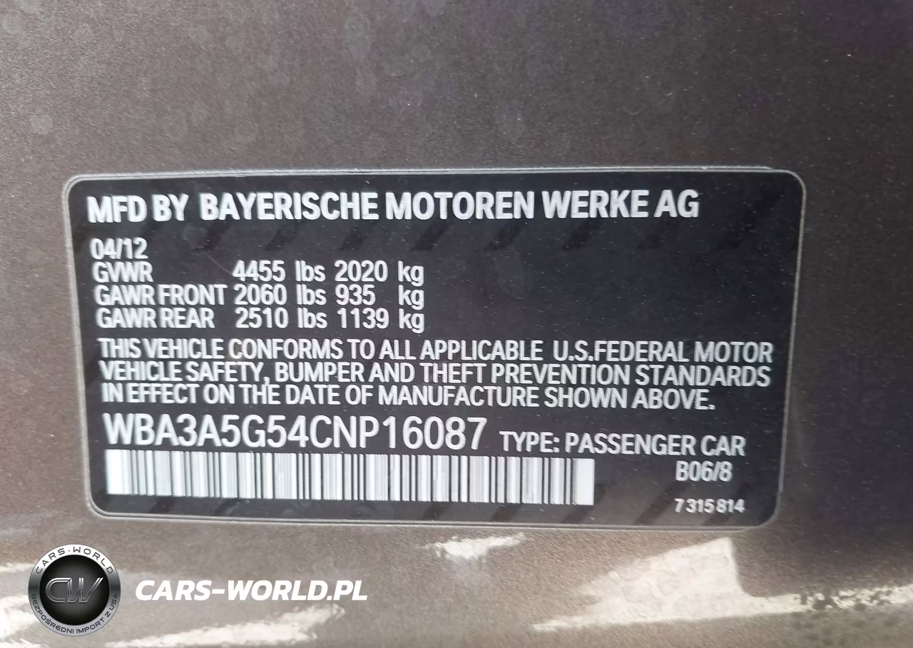 2012 BMW 328I VIN:WBA3A5G54CNP16087 - 9