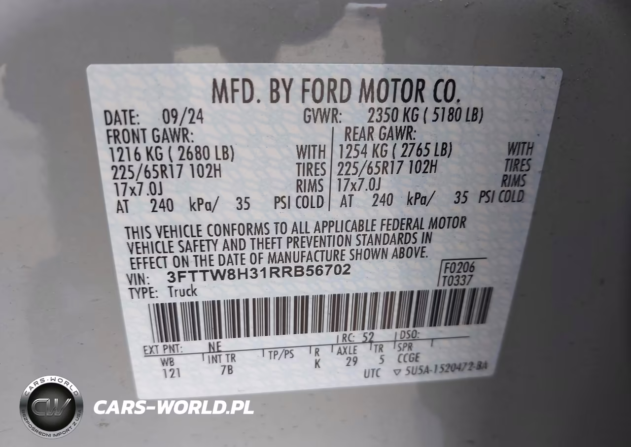 2024 Ford Maverick Xlt VIN:3FTTW8H31RRB56702 - 9