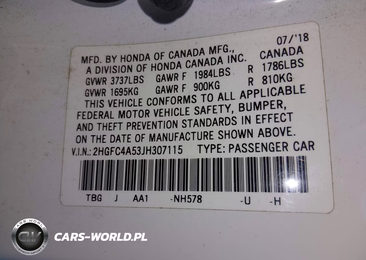 2018 Honda Civic Lx VIN:2HGFC4A53JH307115 - 9