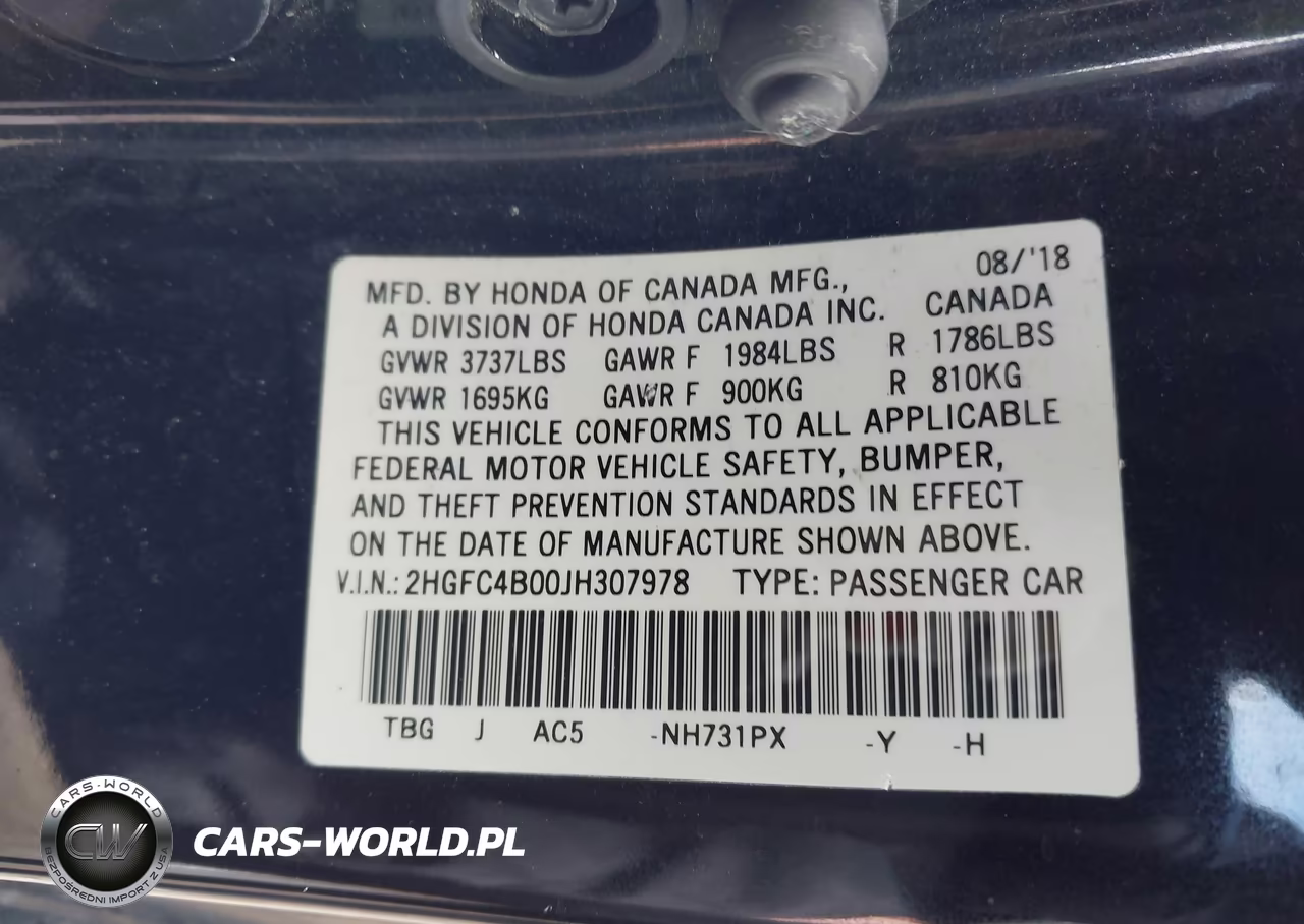 2018 Honda Civic Lx-P VIN:2HGFC4B00JH307978 - 9