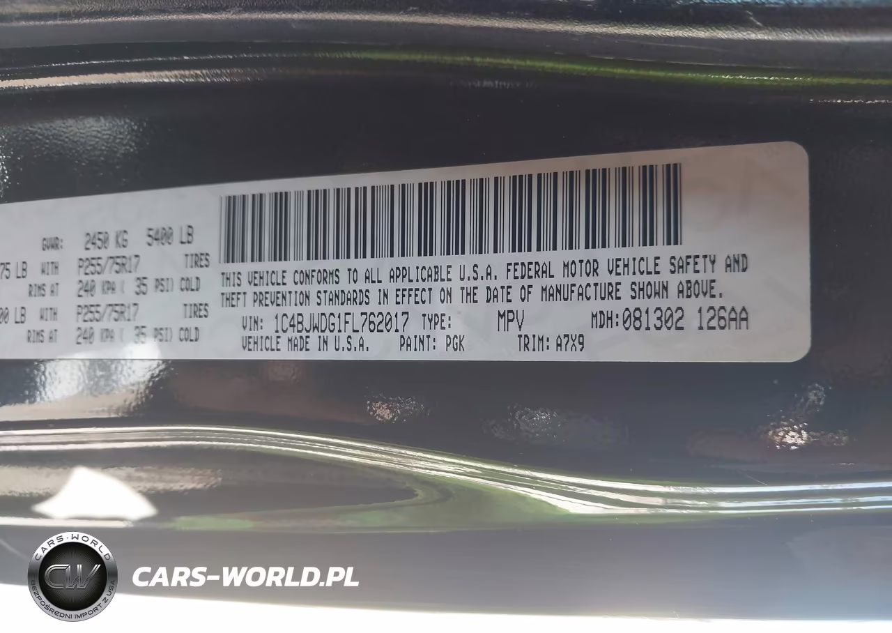 2015 Jeep Wrangler Unlimited Sport VIN:1C4BJWDG1FL762017 - 9