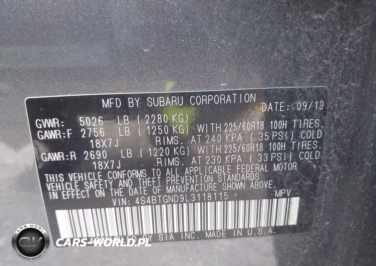 2020 Subaru Outback Limited Xt VIN:4S4BTGND9L3118115 - 9