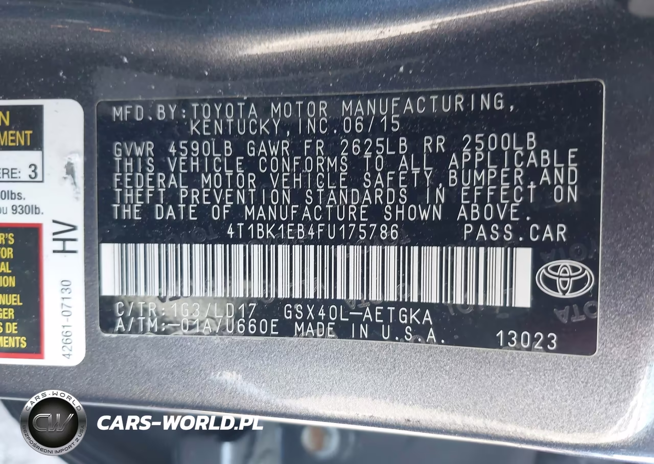 2015 Toyota Avalon Xle VIN:4T1BK1EB4FU175786 - 9