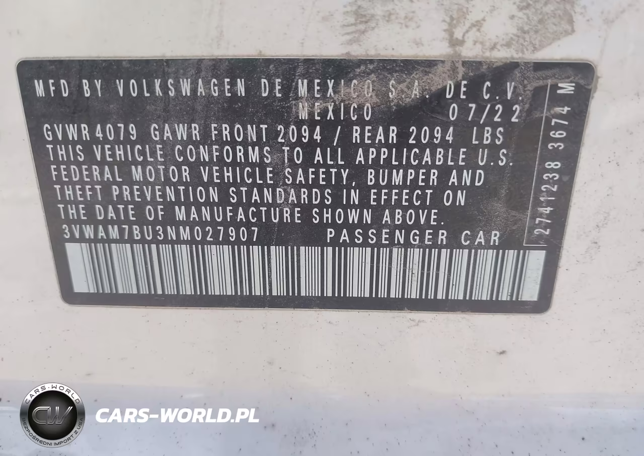 2022 Volkswagen Jetta 1.5T Sport VIN:3VWAM7BU3NM027907 - 9