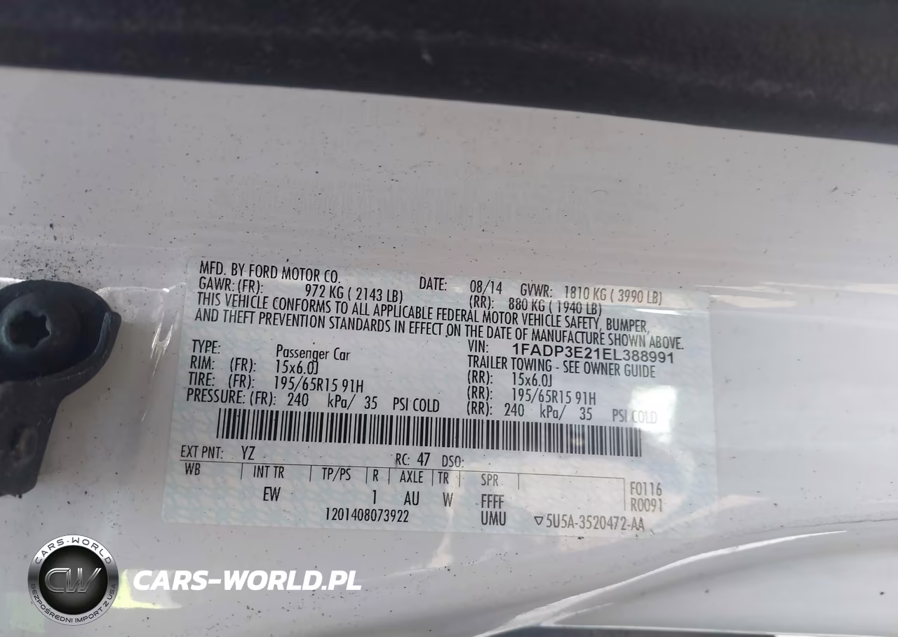 2014 Ford Focus S VIN:1FADP3E21EL388991 - 9