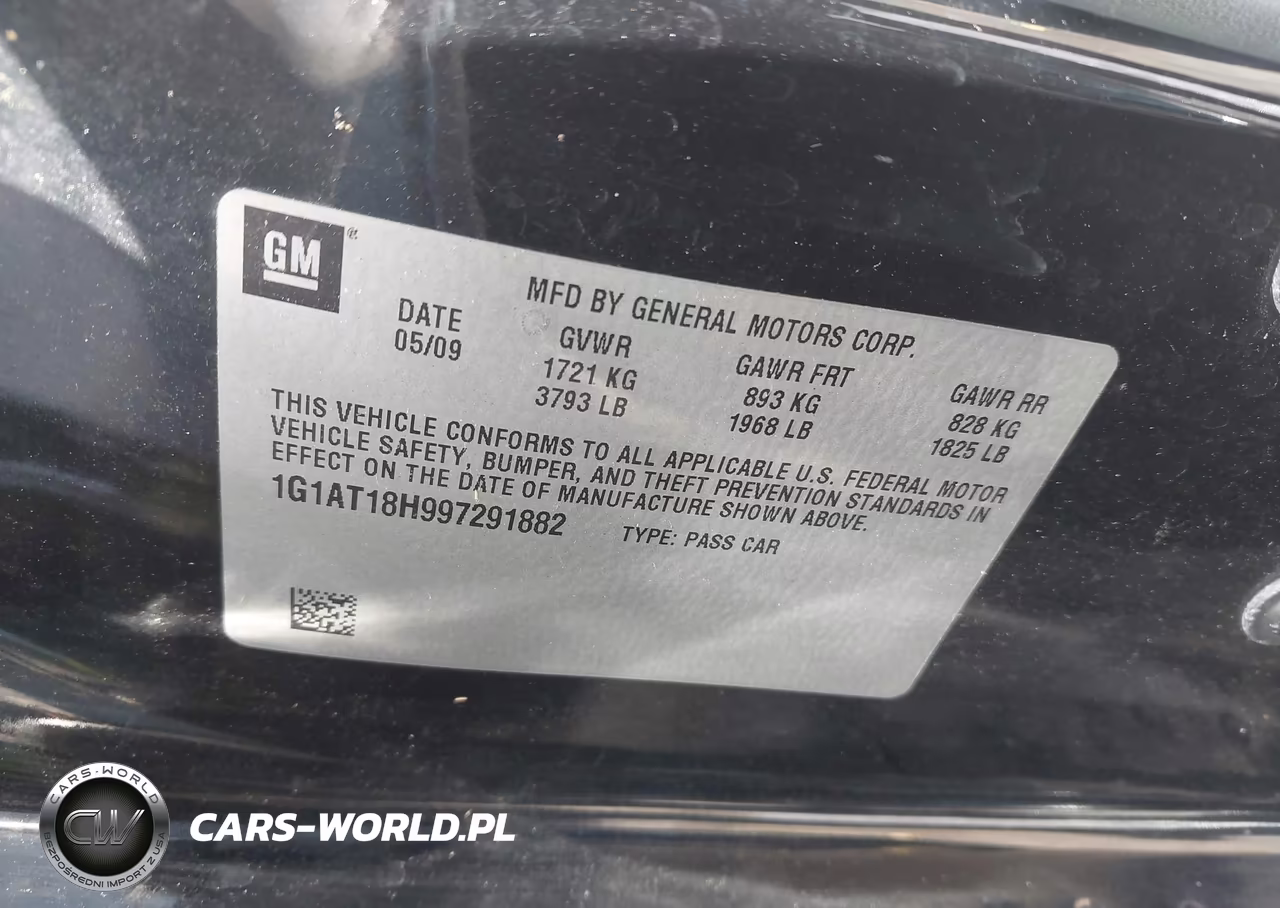2009 Chevrolet Cobalt Lt VIN:1G1AT18H997291882 - 9