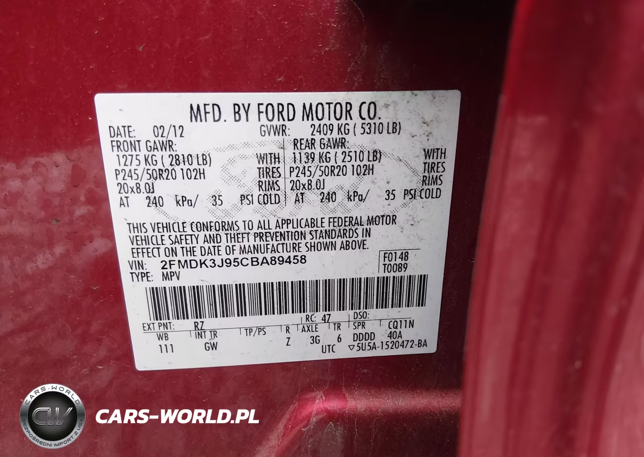 2012 Ford Edge Sel VIN:2FMDK3J95CBA89458 - 9