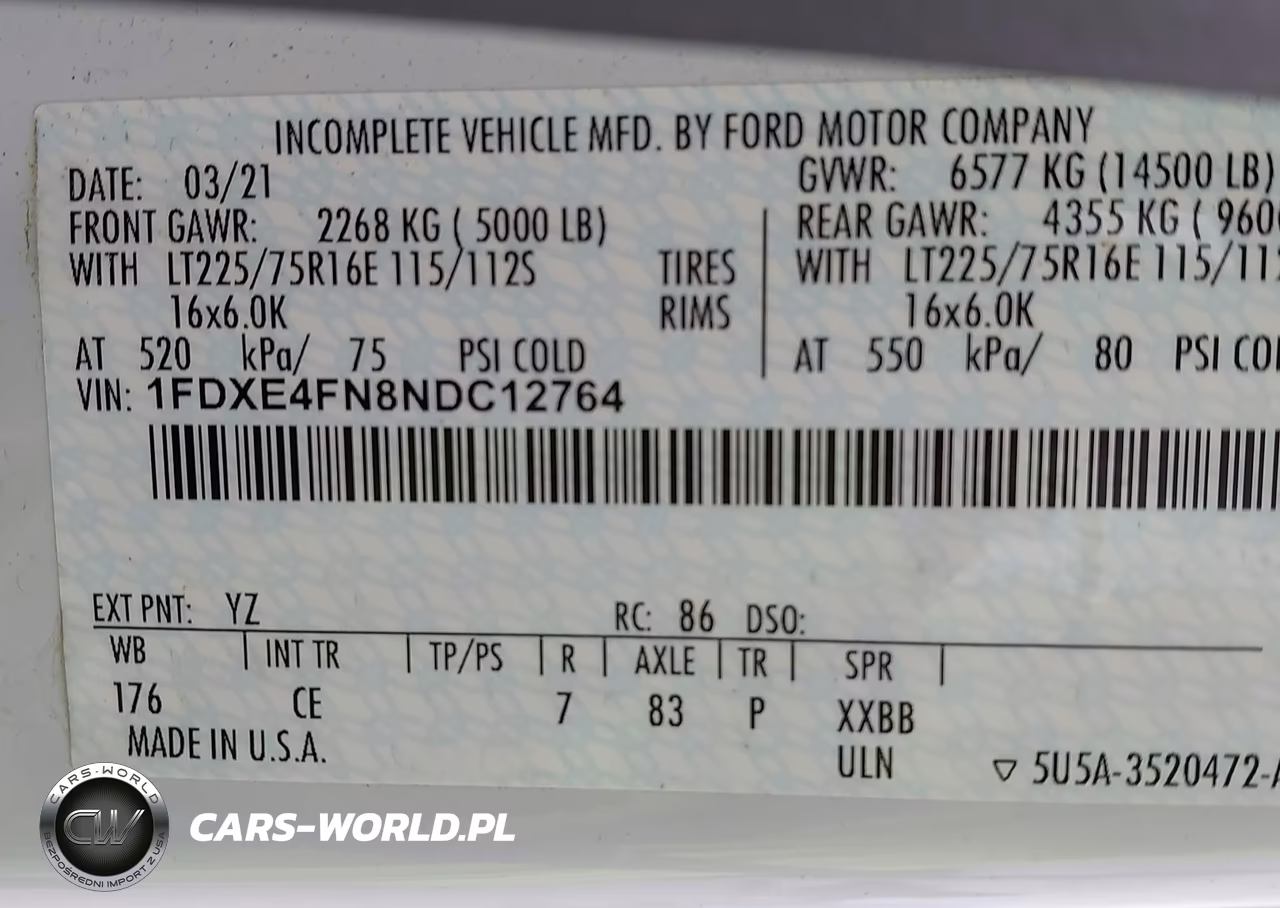 2022 Ford E-450 Cutaway VIN:1FDXE4FN8NDC12764 - 8