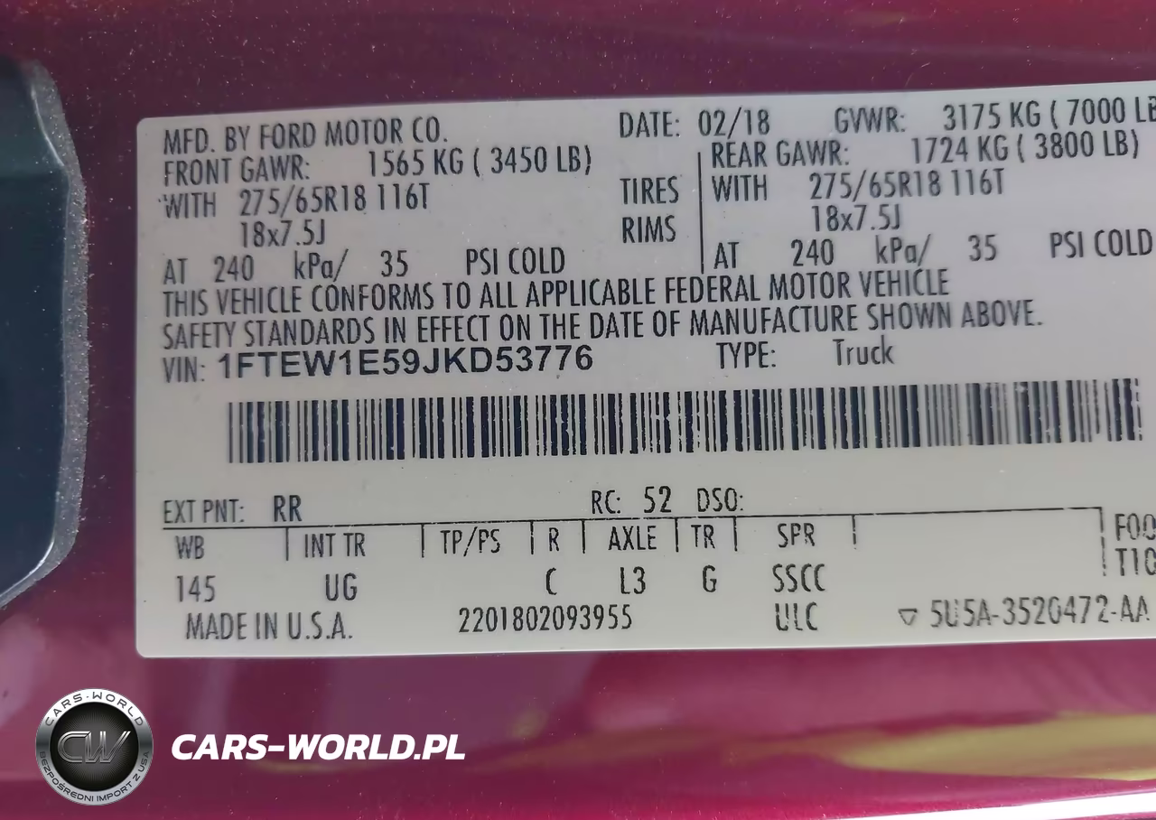 2018 Ford F-150 Xlt VIN:1FTEW1E59JKD53776 - 9