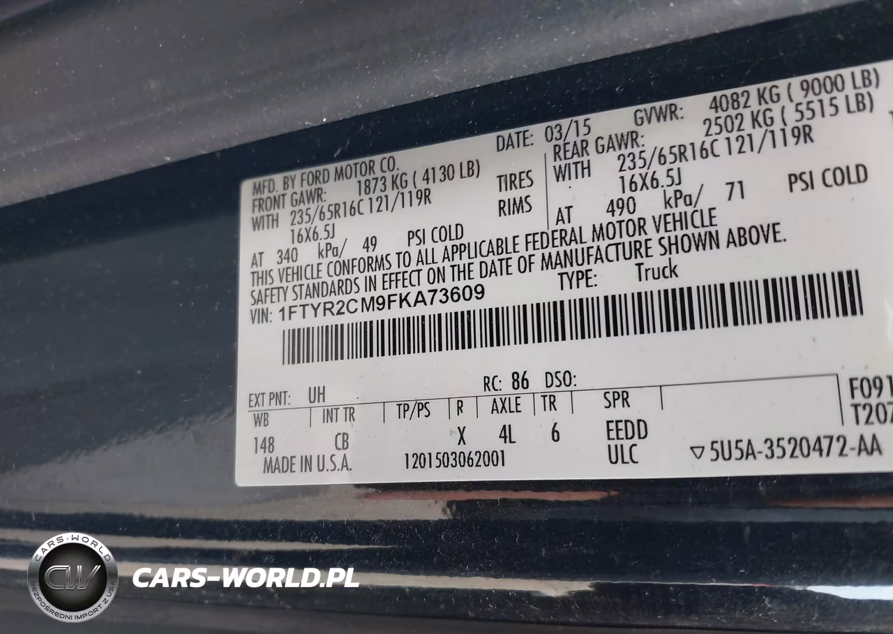2015 Ford Transit-250 VIN:1FTYR2CM9FKA73609 - 9