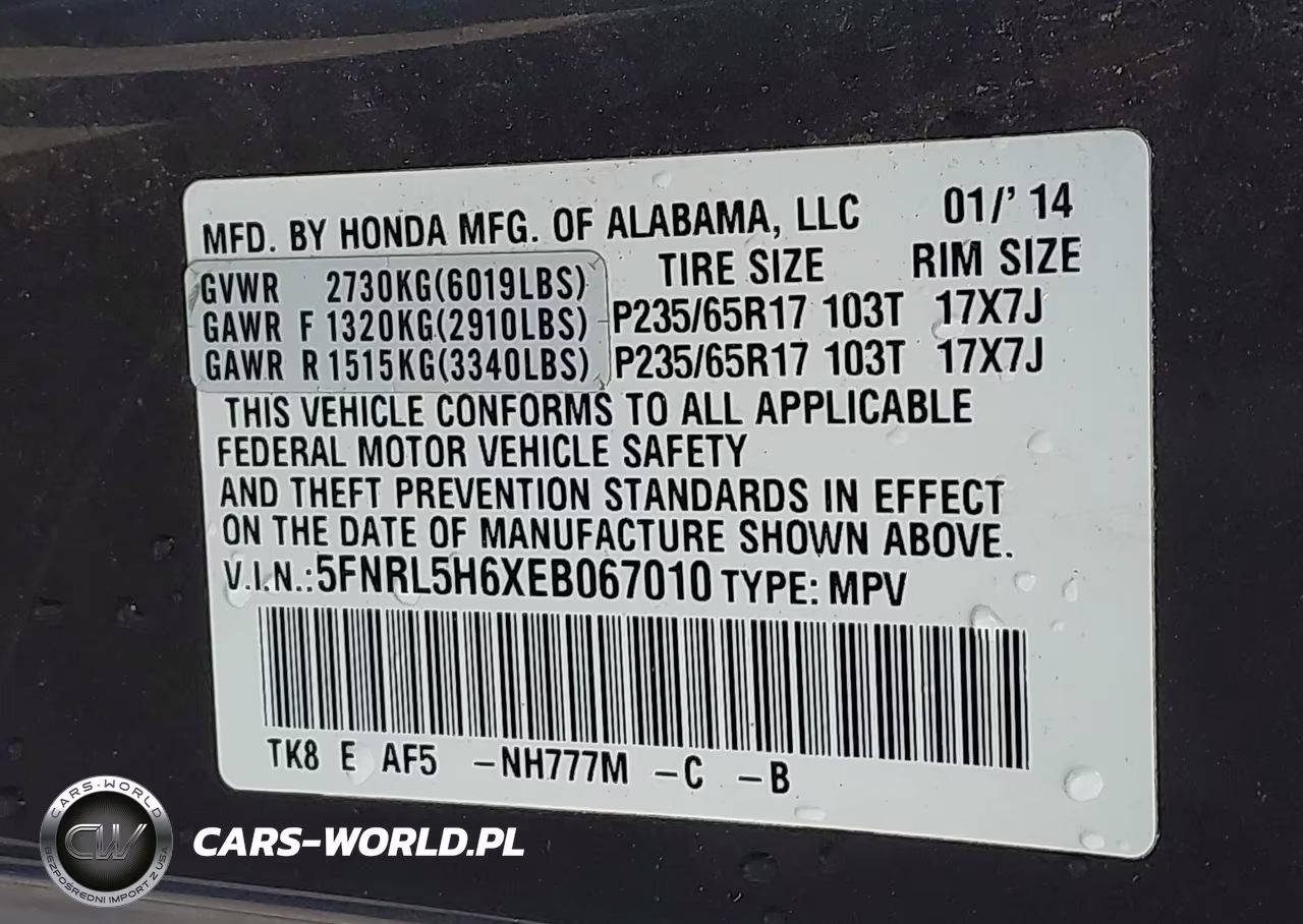 2014 Honda Odyssey Ex-L VIN:5FNRL5H6XEB067010 - 9