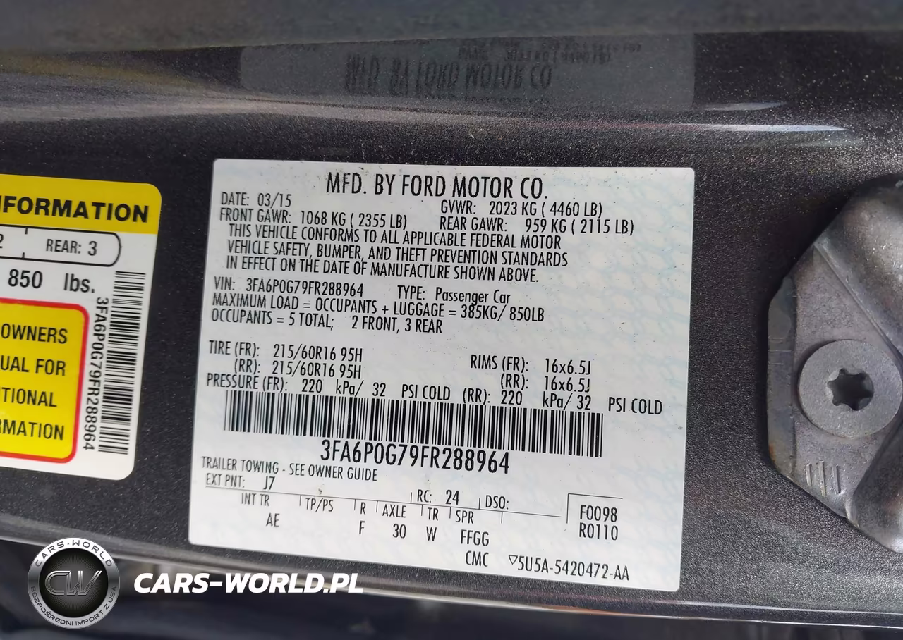 2015 Ford Fusion S VIN:3FA6P0G79FR288964 - 9