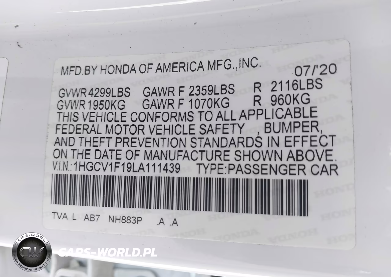 2020 Honda Accord Lx VIN:1HGCV1F19LA111439 - 9