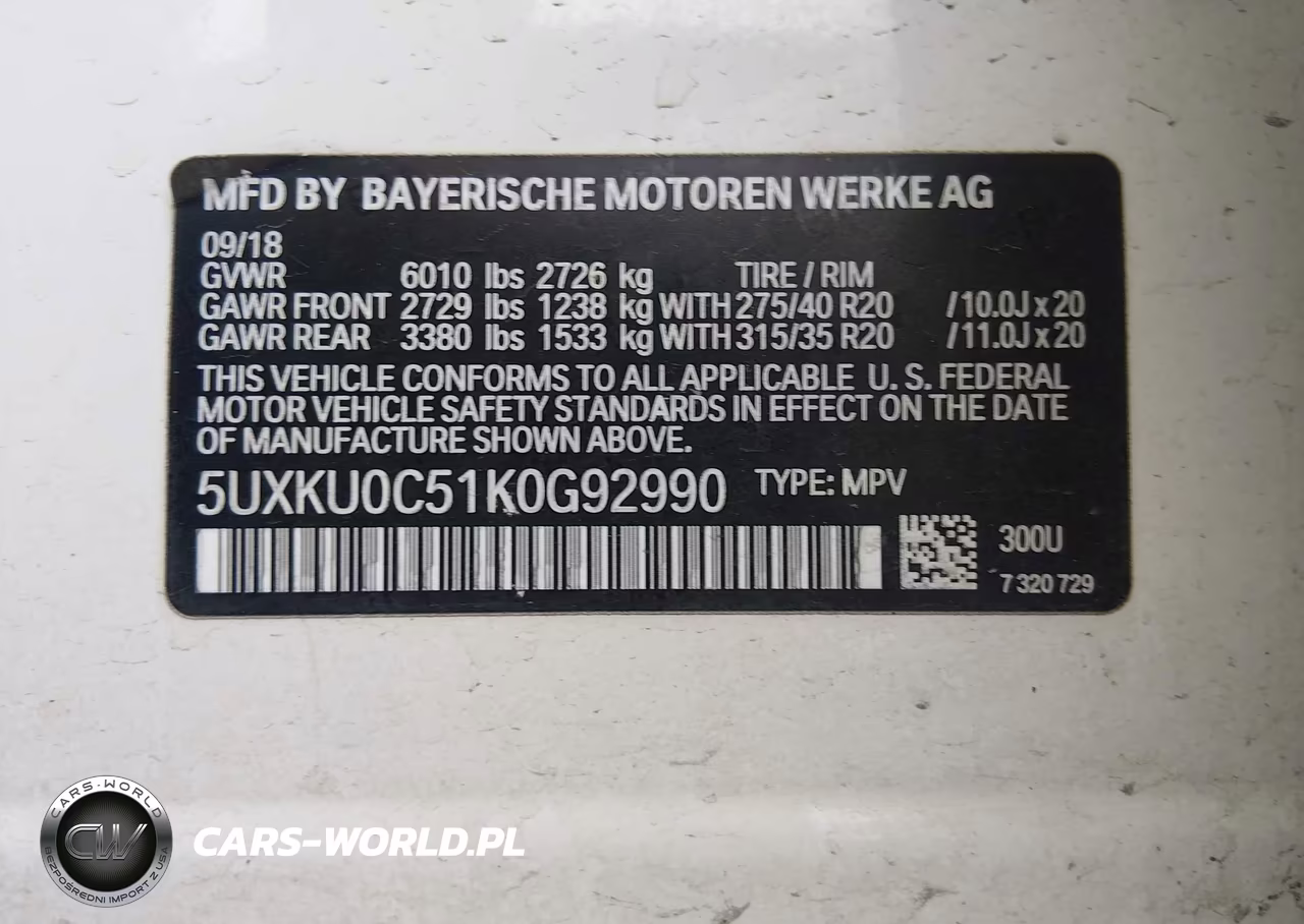 2019 BMW X6 Sdrive35I VIN:5UXKU0C51K0G92990 - 9