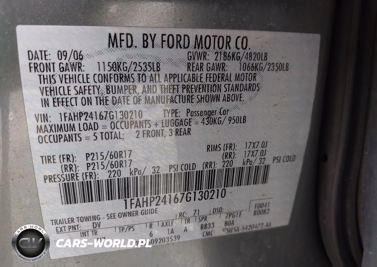 2007 Ford Five Hundred Sel VIN:1FAHP24167G130210 - 9