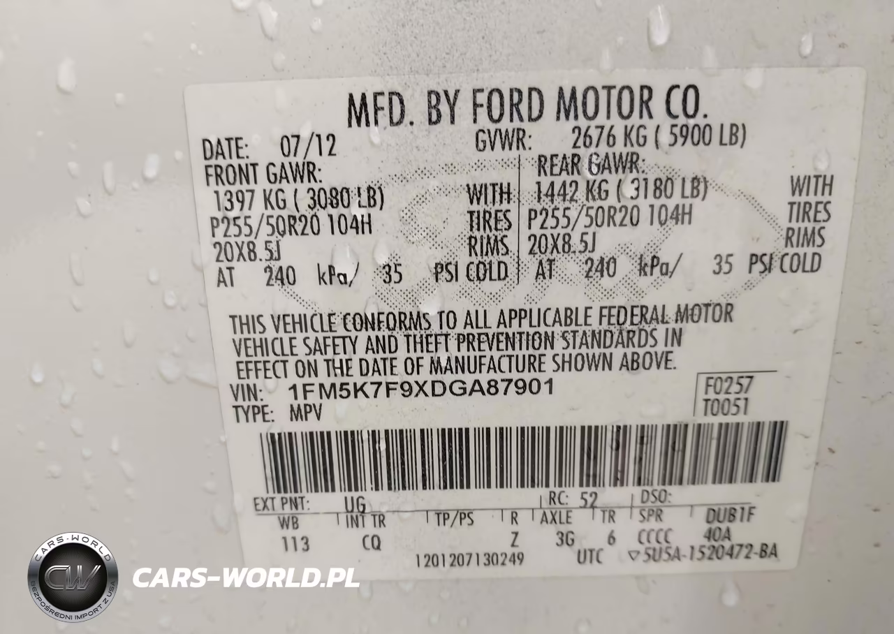 2013 Ford Explorer Limited VIN:1FM5K7F9XDGA87901 - 9