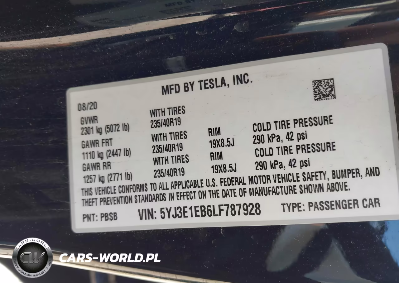 2020 Tesla Model 3 Long Range Dual Motor All-Wheel Drive VIN:5YJ3E1EB6LF787928 - 9