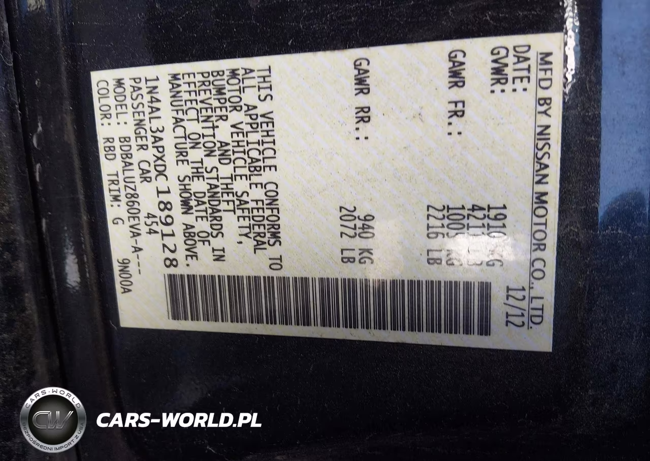 2013 Nissan Altima 2.5 Sv VIN:1N4AL3APXDC189128 - 9