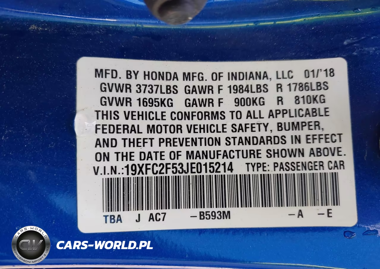 2018 Honda Civic Lx VIN:19XFC2F53JE015214 - 9