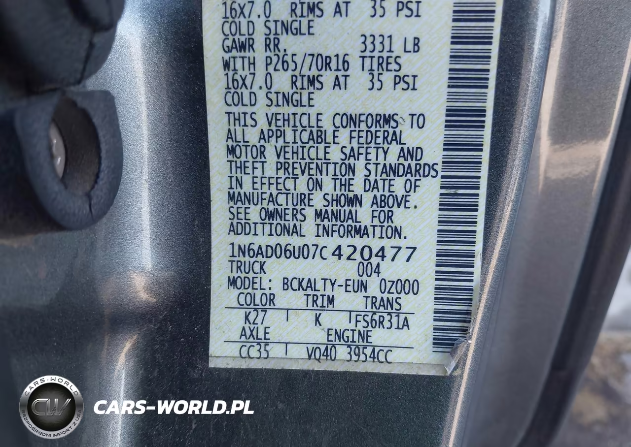 2007 Nissan Frontier Se VIN:1N6AD06U07C420477 - 9