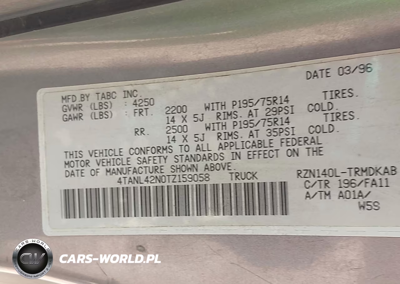 1996 Toyota Tacoma VIN:4TANL42N0TZ159058 - 9