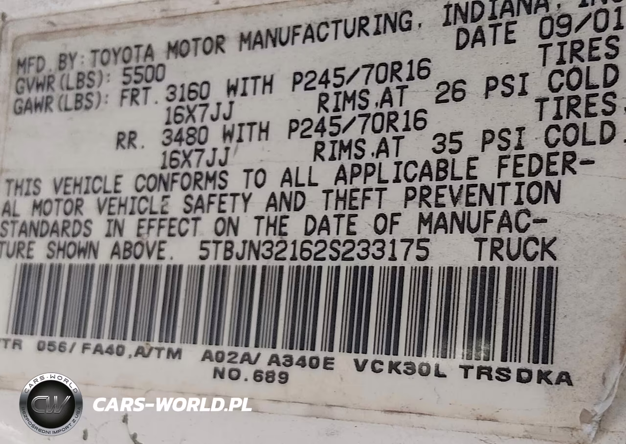 2002 Toyota Tundra VIN:5TBJN32162S233175 - 9