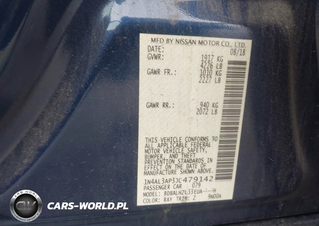 2018 Nissan Altima 2.5 Sr VIN:1N4AL3AP3JC479142 - 9