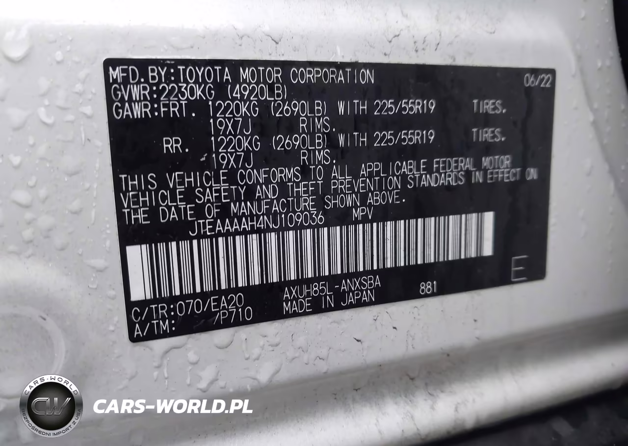 2022 Toyota Venza Limited VIN:JTEAAAAH4NJ109036 - 9