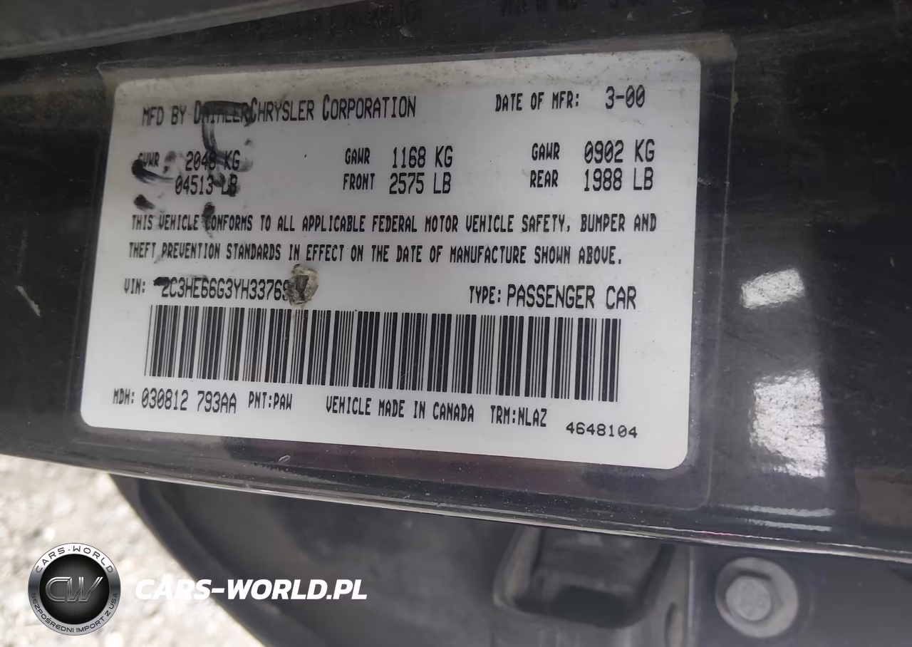 2000 Chrysler 300M VIN:2C3HE66G3YH337690 - 9