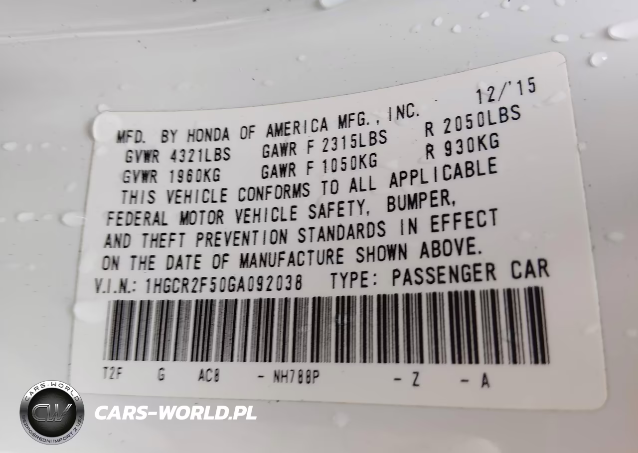 2016 Honda Accord Sport VIN:1HGCR2F50GA092038 - 9