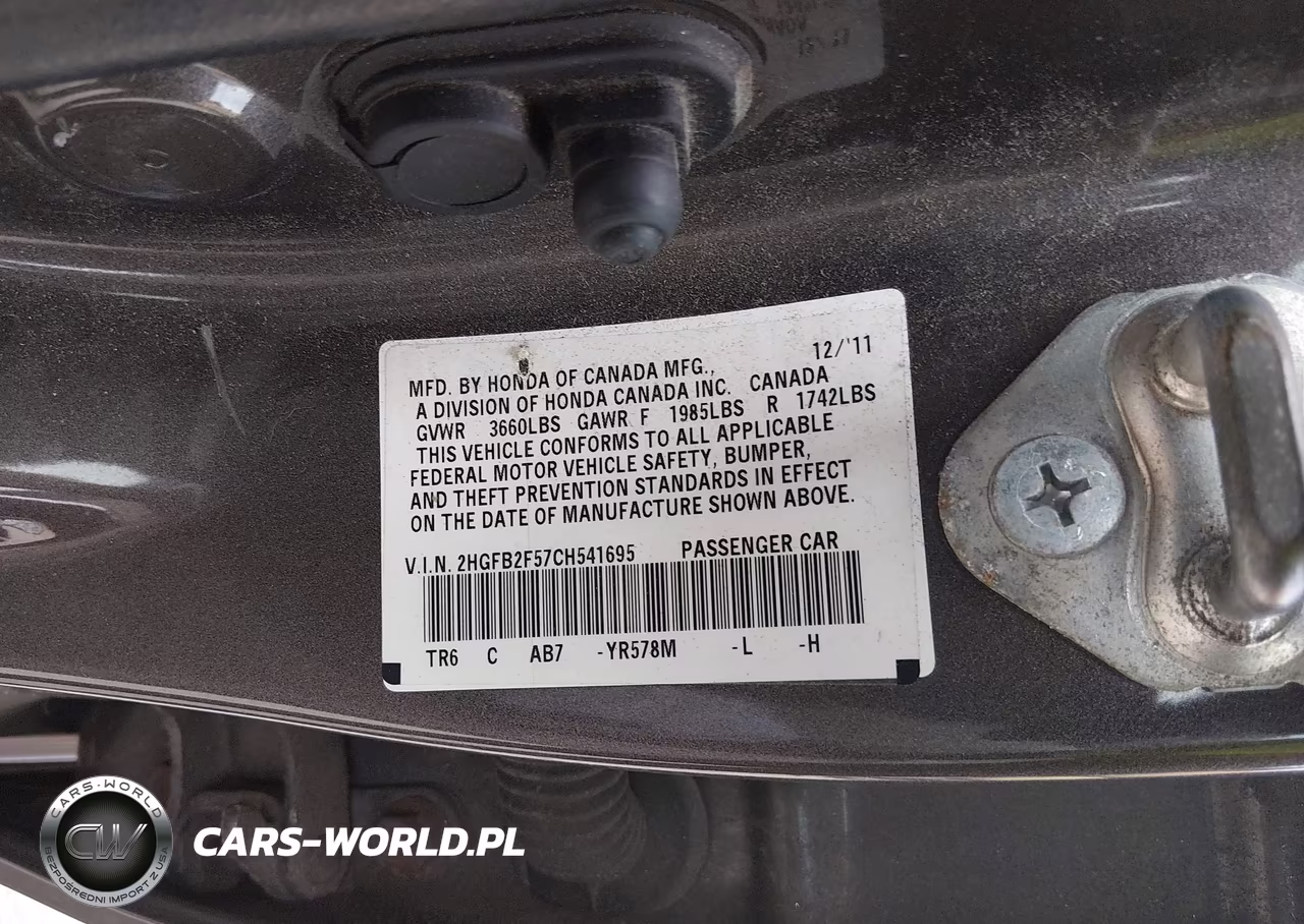2012 Honda Civic Lx VIN:2HGFB2F57CH541695 - 9