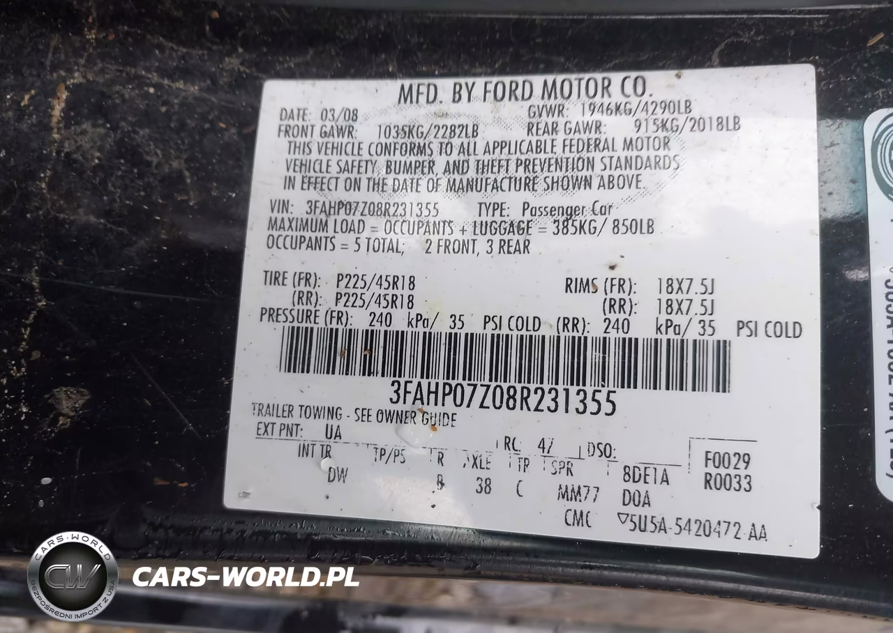2008 Ford Fusion Se VIN:3FAHP07Z08R231355 - 9