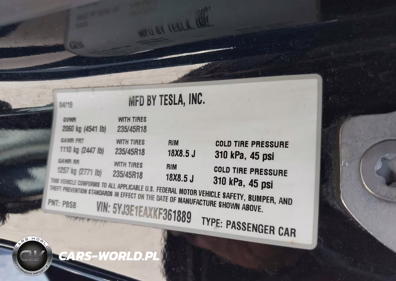 2019 Tesla Model 3 Long Range-Mid Range-Standard Range-Standard Range Plus VIN:5YJ3E1EAXKF361889 - 9