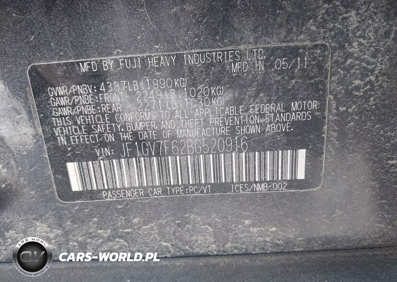 2011 Subaru Impreza Wrx Premium VIN:JF1GV7F62BG520916 - 9