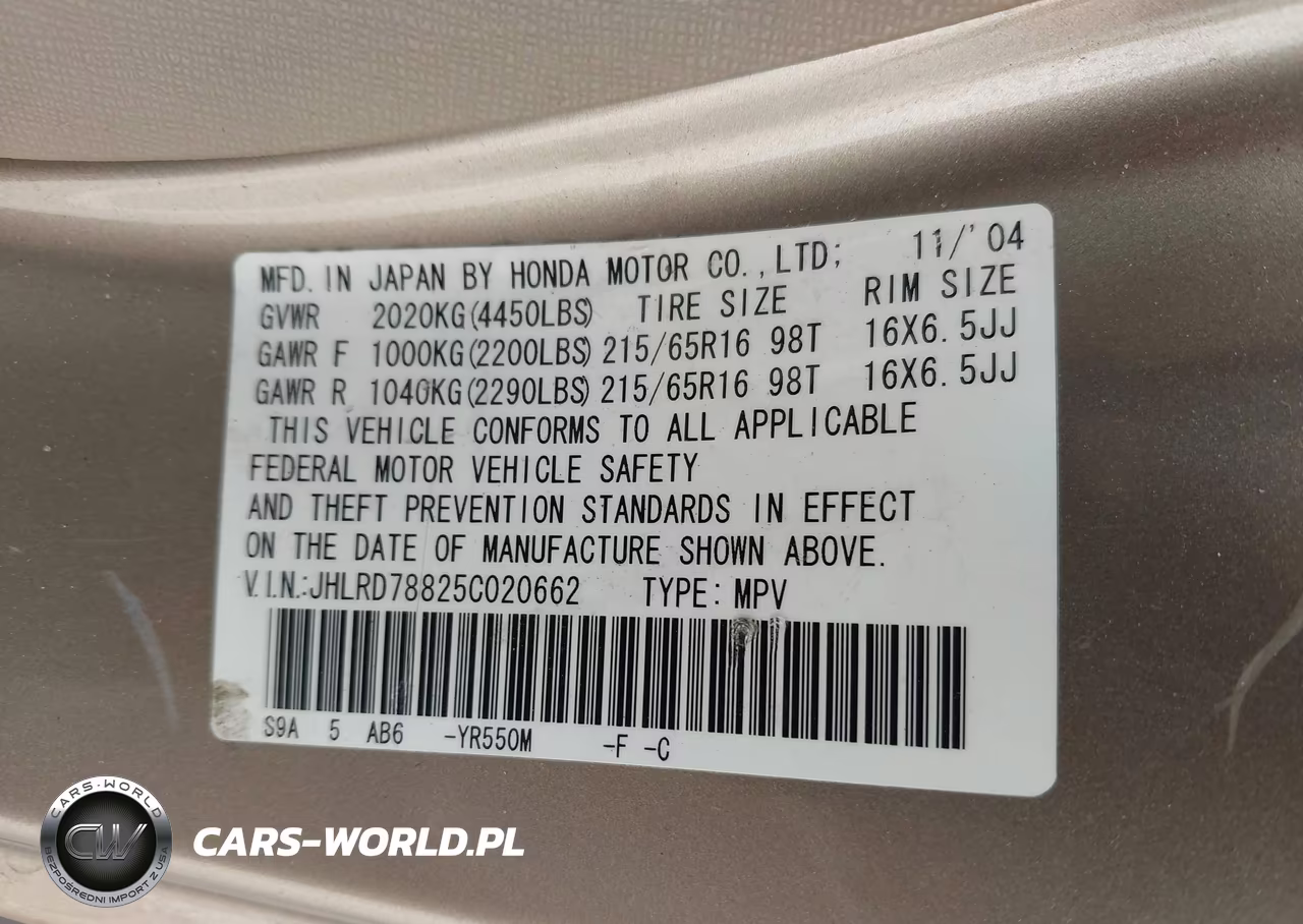 2005 Honda Cr-V Ex VIN:JHLRD78825C020662 - 9