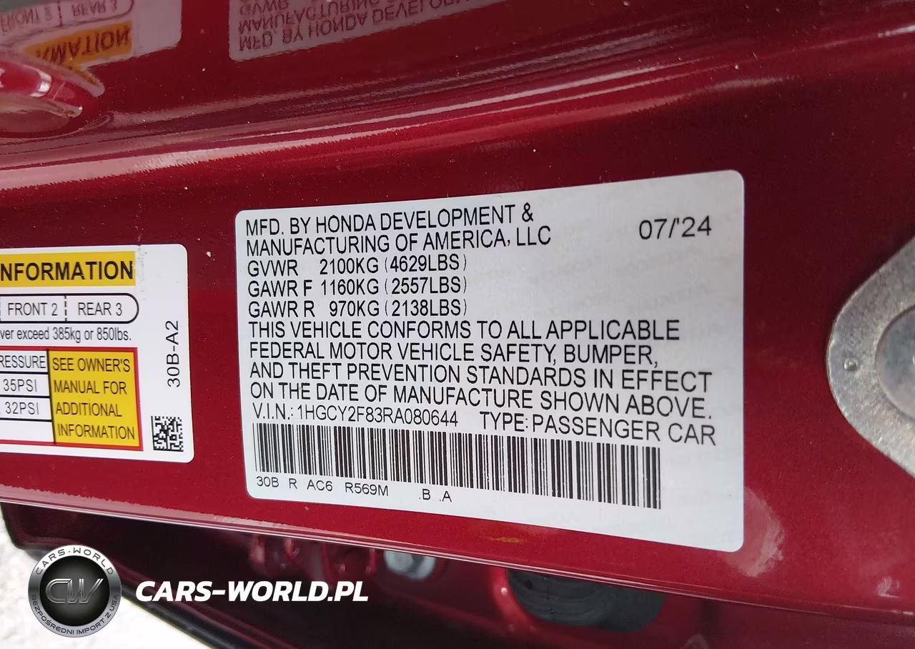 2024 Honda Accord Hybrid Touring VIN:1HGCY2F83RA080644 - 9