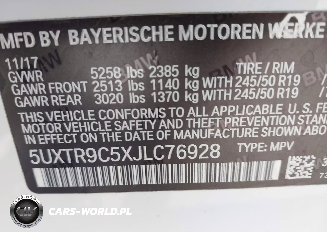 2018 BMW X3 xDrive30I VIN:5UXTR9C5XJLC76928 - 9