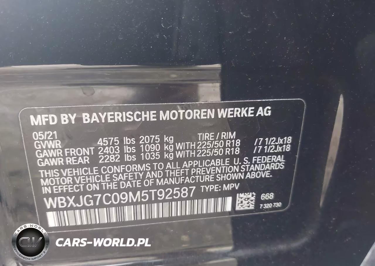 2021 BMW X1 Sdrive28I VIN:WBXJG7C09M5T92587 - 9