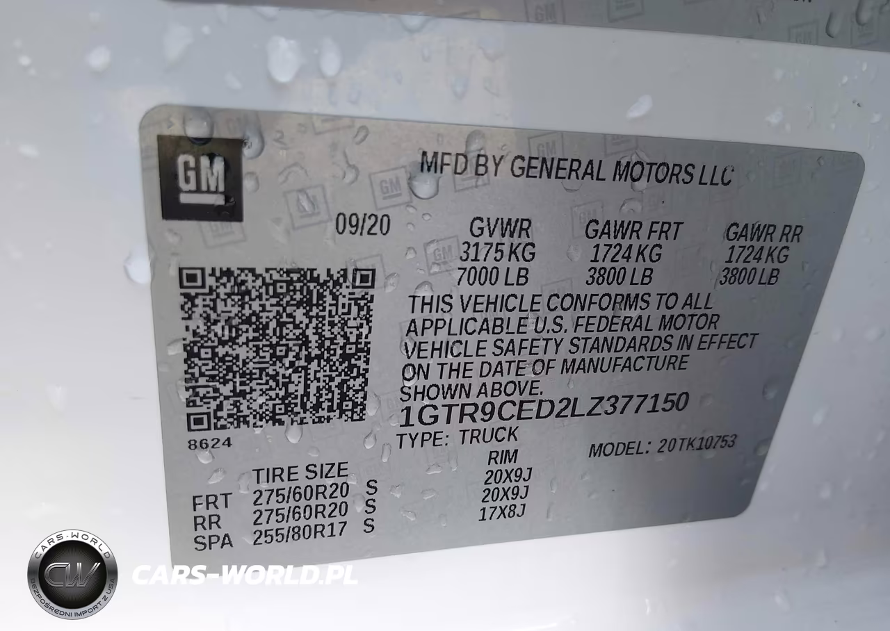 2020 GMC Sierra 1500 4Wd Standard Box Elevation VIN:1GTR9CED2LZ377150 - 9
