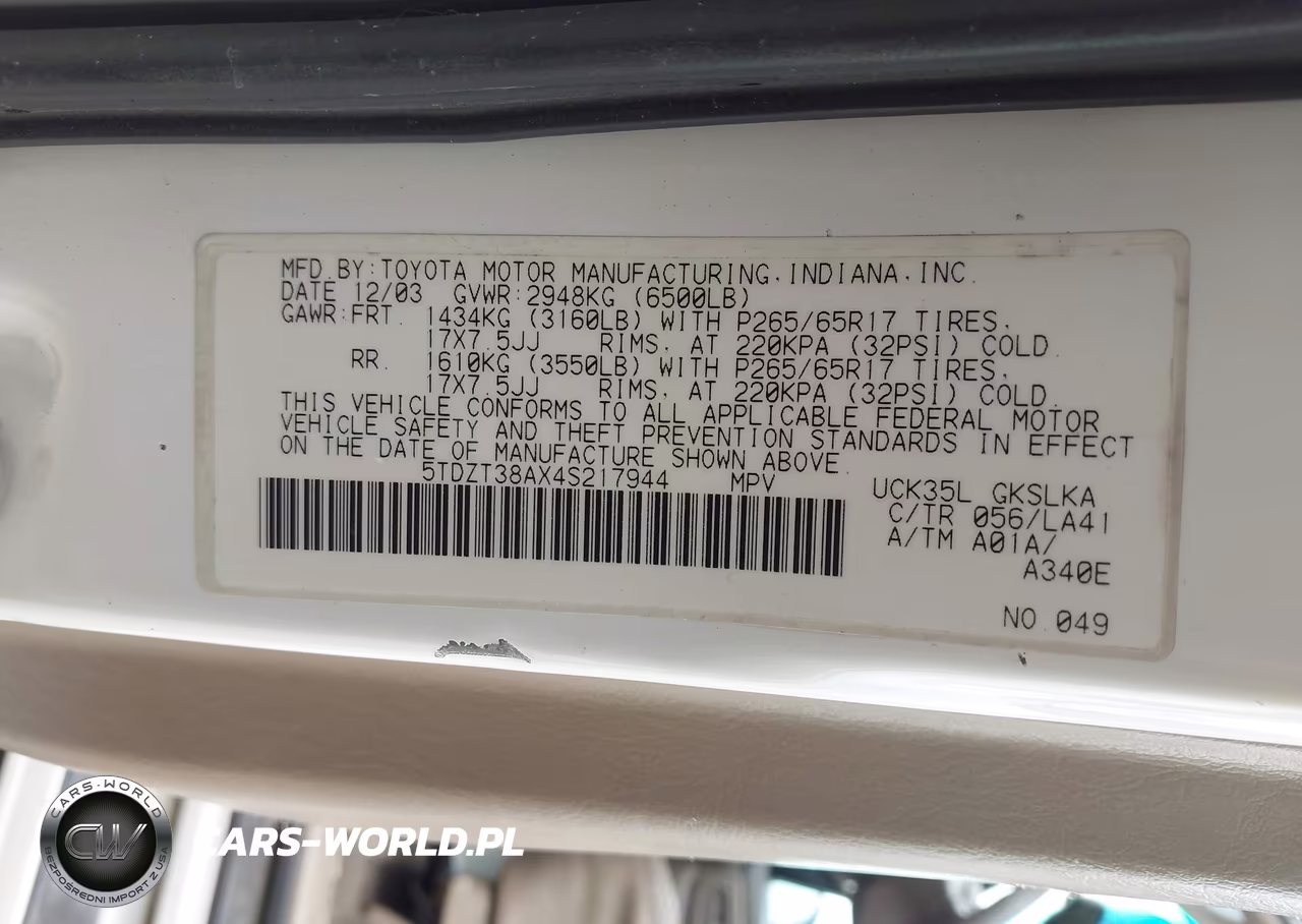 2004 Toyota Sequoia Limited V8 VIN:5TDZT38AX4S217944 - 9