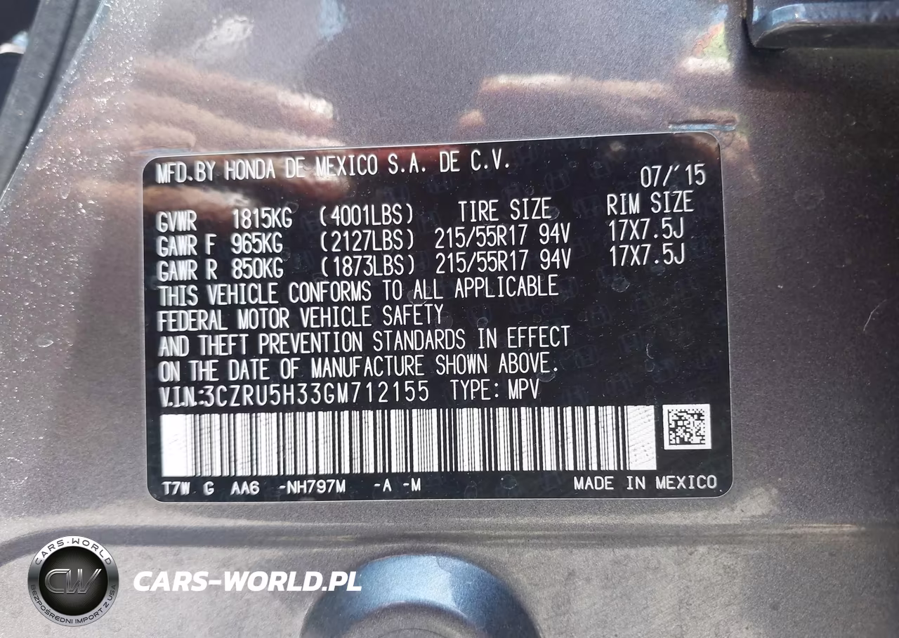 2016 Honda Hr-V Lx VIN:3CZRU5H33GM712155 - 9
