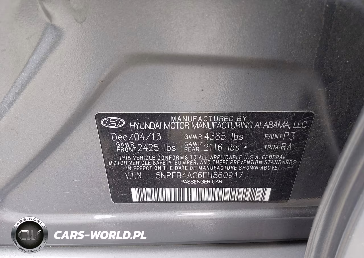 2014 Hyundai Sonata Gls VIN:5NPEB4AC6EH860947 - 9