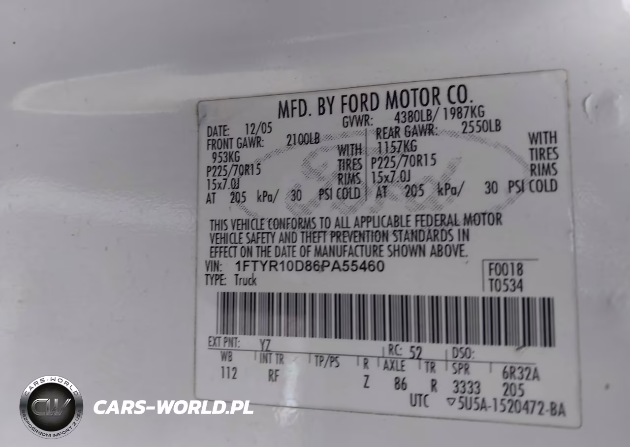 2006 Ford Ranger Xl-Xlt VIN:1FTYR10D86PA55460 - 9