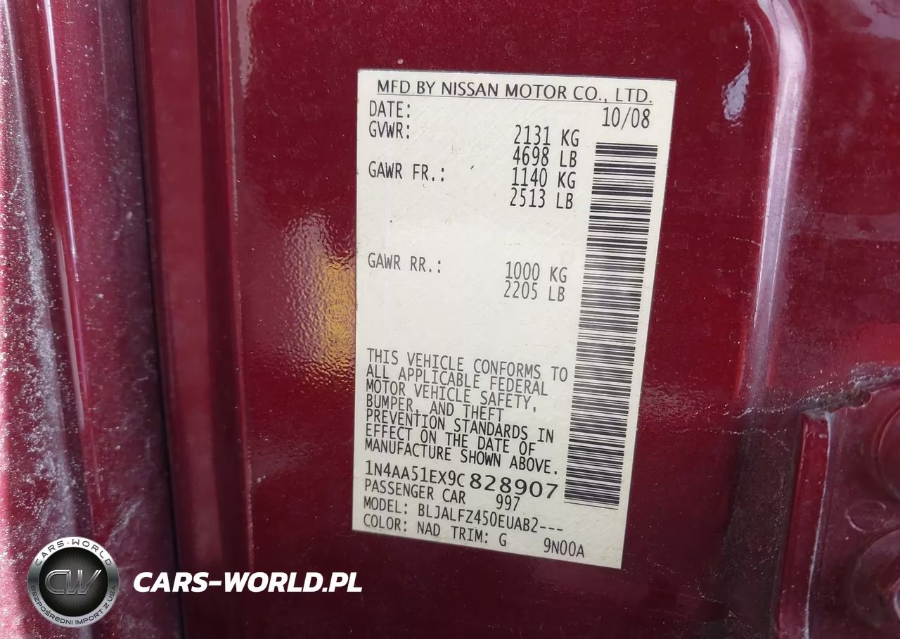 2009 Nissan Maxima 3.5 Sv VIN:1N4AA51EX9C828907 - 9